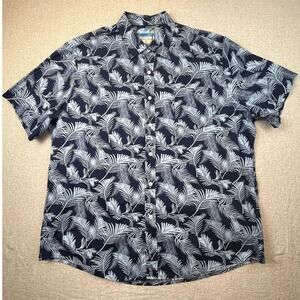 Georg Roth Men’s 2XL Blue/Light Blue Palm Print Hawaiian Short Sleeve Shirt